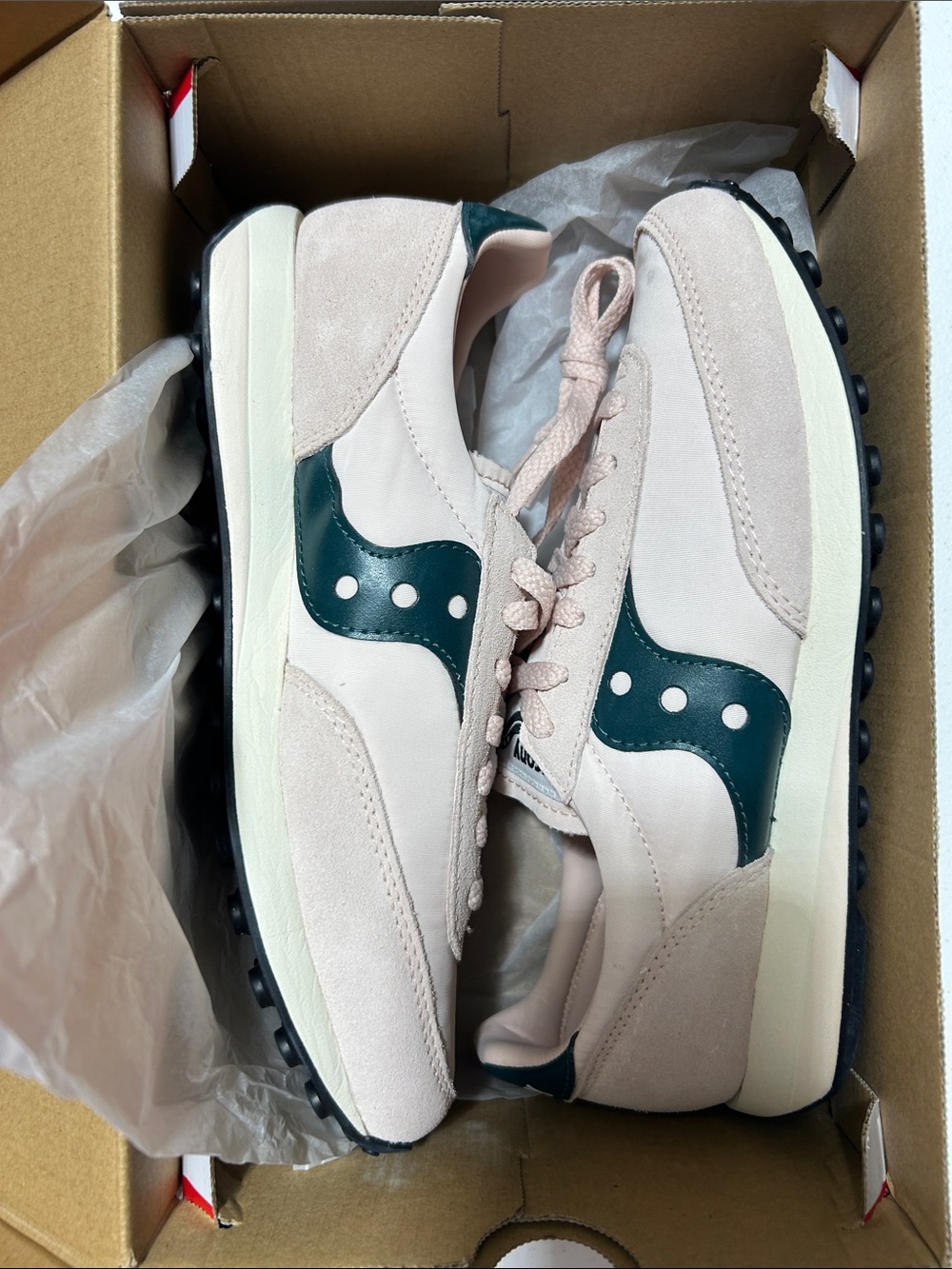 Saucony Pink & Dark Green Women's Retro Runner Sneakers - Picture 2 of 5